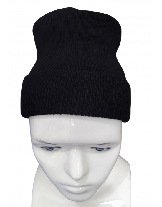 Pure Wool Ribbed Cap black